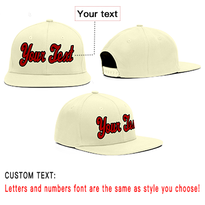 Custom Cream Red-Black Sport Baseball Cap