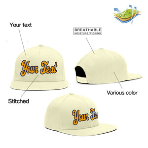 Custom Cream Gold Navy Sport Baseball Cap