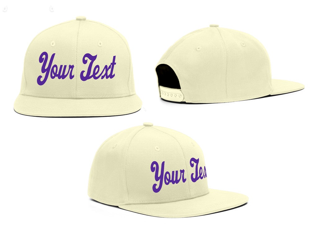 Custom Cream Purple Sport Baseball Cap