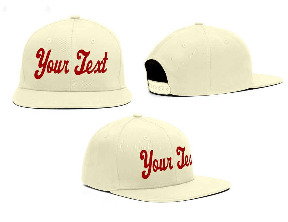 Custom Cream Red Sport Baseball Cap