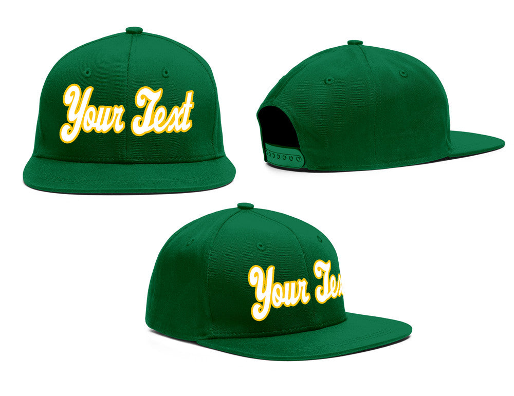 Custom Green White-Yellow Sport Baseball Cap