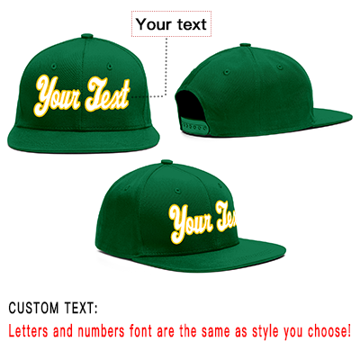 Custom Green White-Yellow Sport Baseball Cap