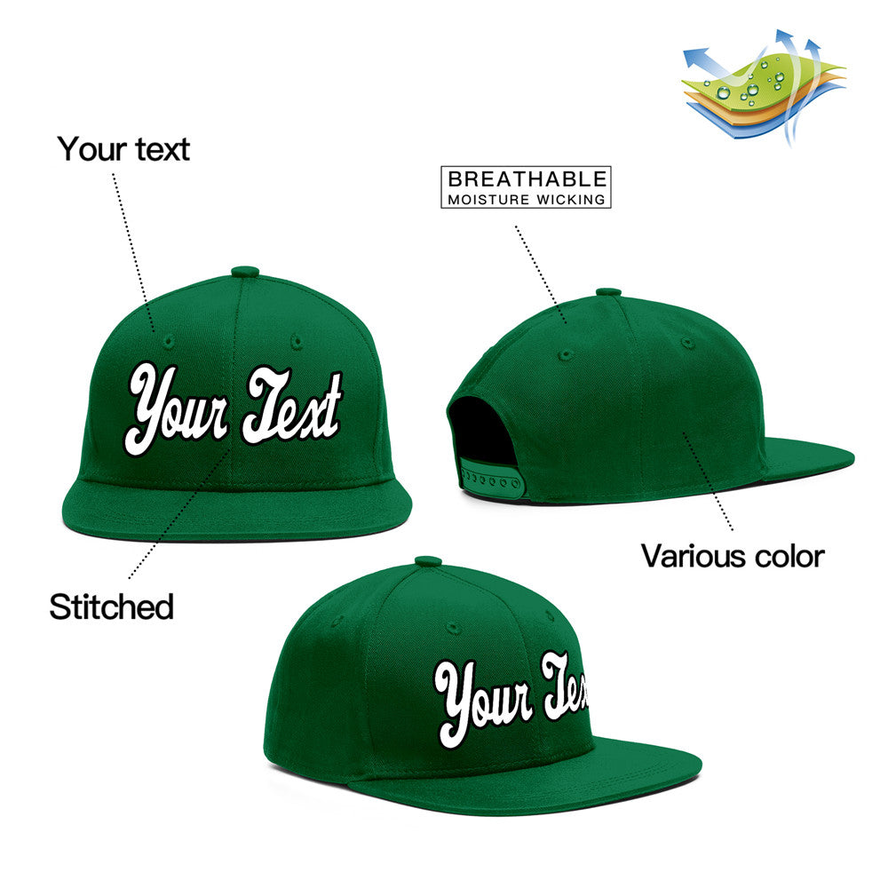 Custom Green White-Black Sport Baseball Cap