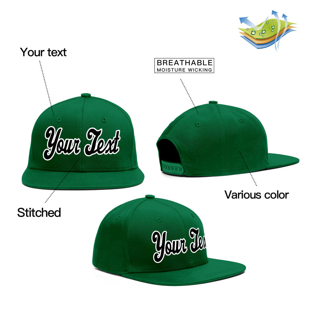 Custom Green White-Black Sport Baseball Cap