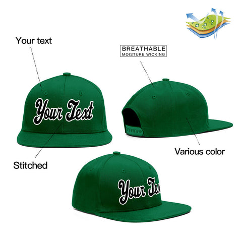 Custom Green White-Black Sport Baseball Cap