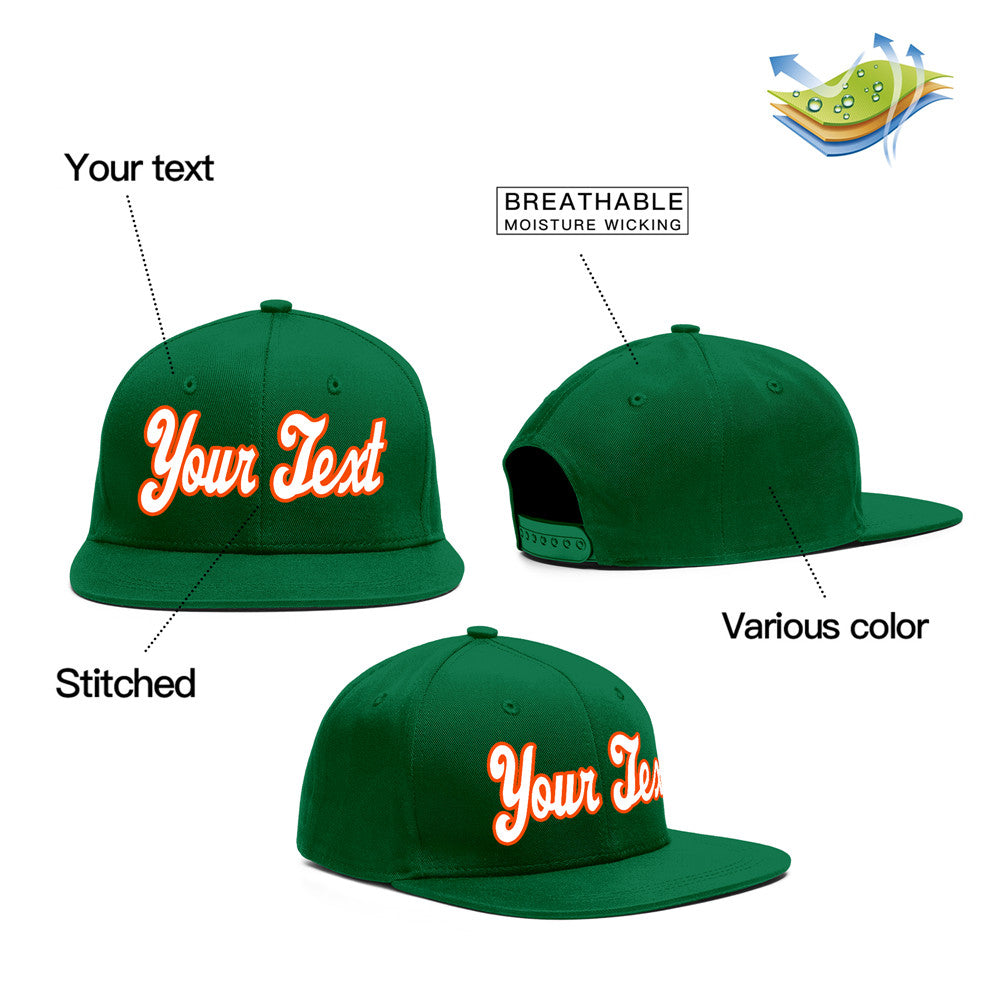 Custom Green White-Red Sport Baseball Cap