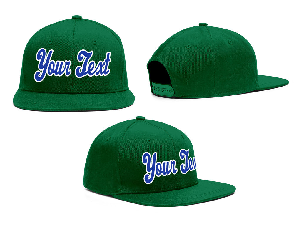 Custom Green White-Royal Sport Baseball Cap