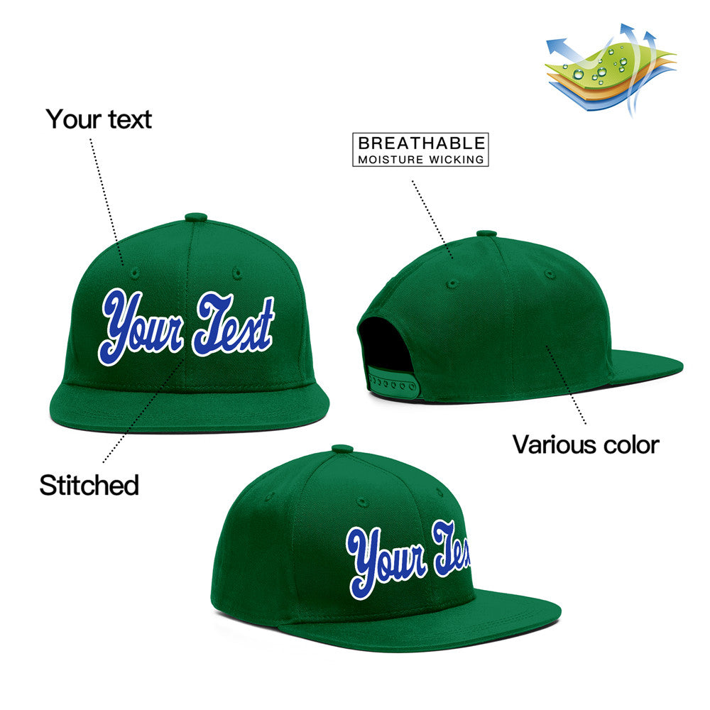 Custom Green White-Royal Sport Baseball Cap