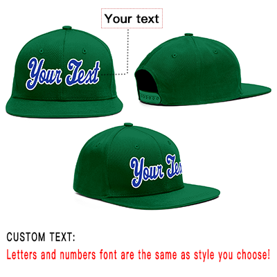 Custom Green White-Royal Sport Baseball Cap