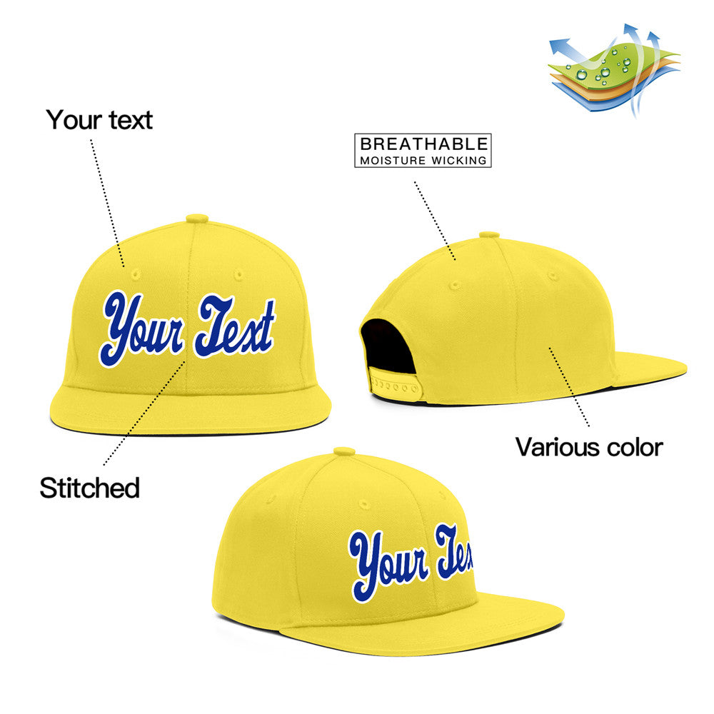 Casquette de baseball sport décontractée jaune blanc-royal personnalisée