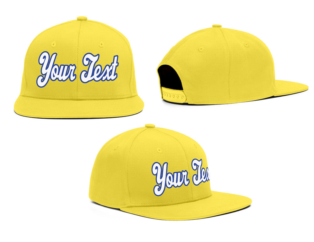 Casquette de baseball sport décontractée jaune royal-blanc personnalisée