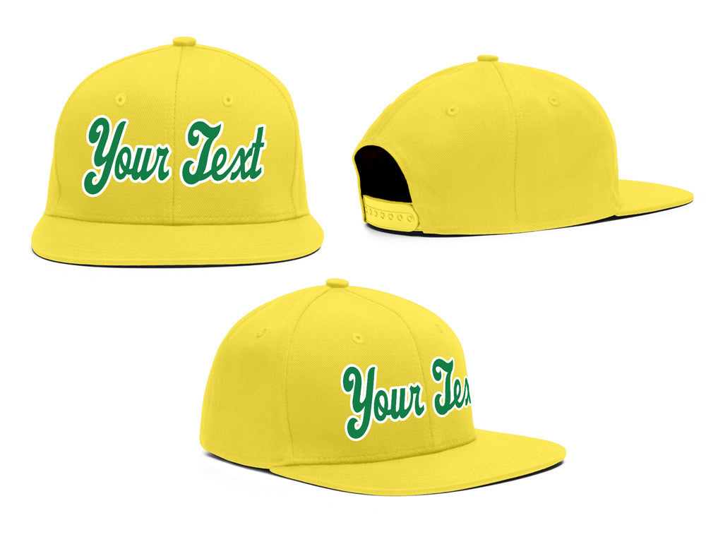 Casquette de baseball sport décontractée jaune vert-blanc personnalisée