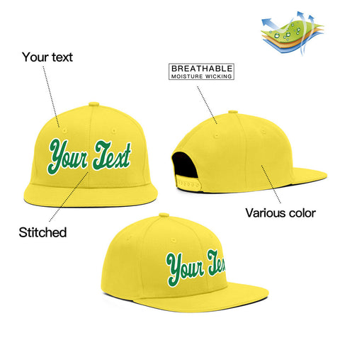 Custom Yellow Green-White Casual Sport Baseball Cap