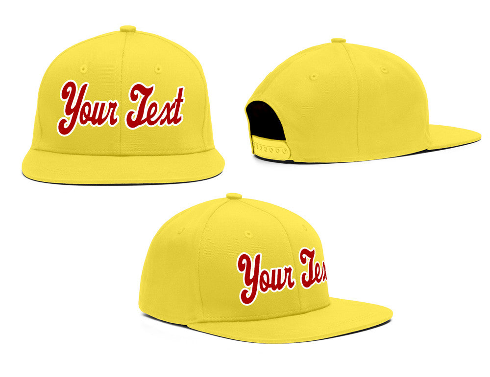 Custom Yellow Gold-Red White Casual Sport Baseball Cap