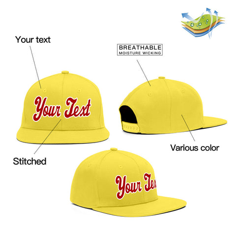 Custom Yellow Gold-Red White Casual Sport Baseball Cap