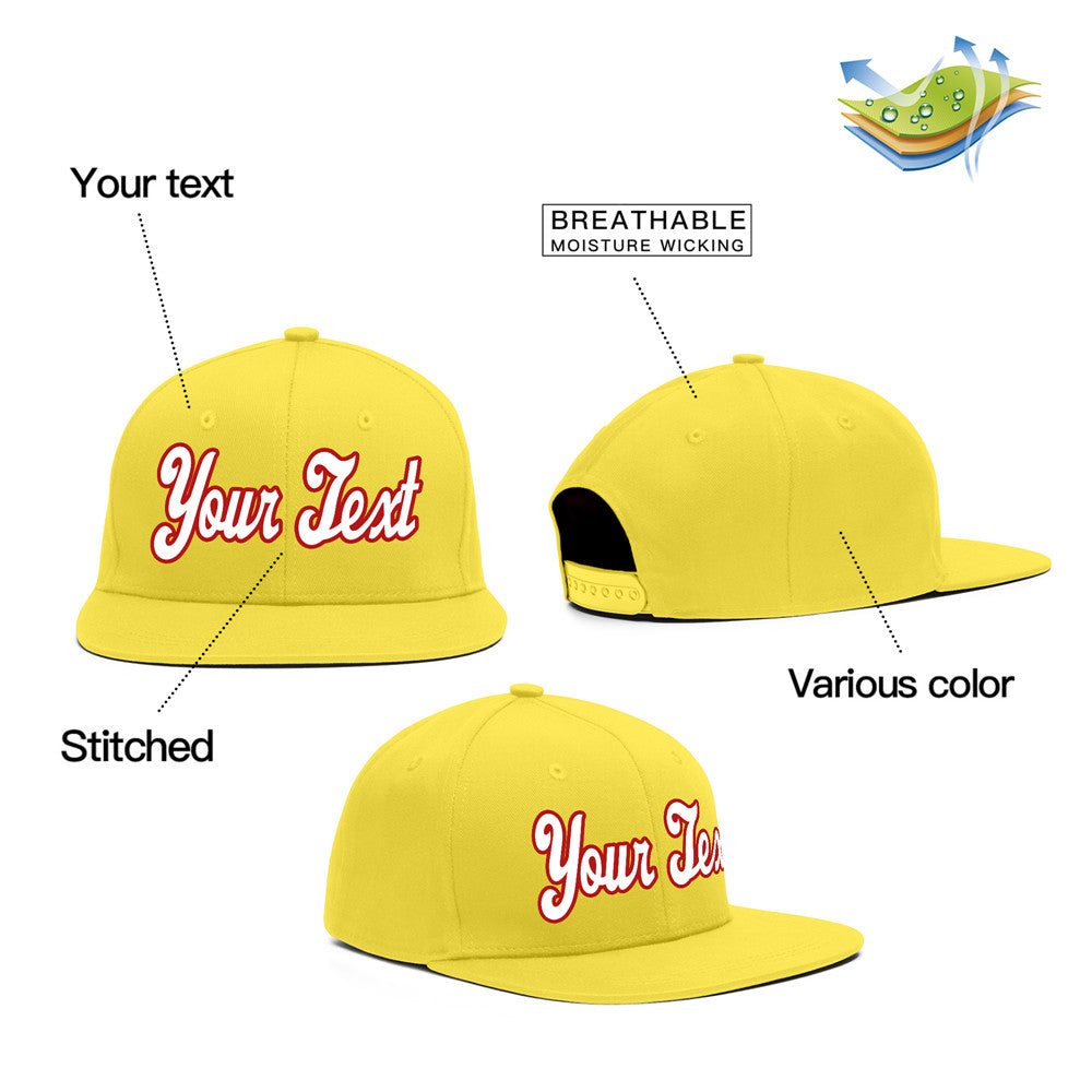 Custom Yellow Red-White Casual Sport Baseball Cap