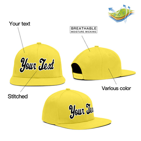 Custom Yellow White-Black Casual Sport Baseball Cap