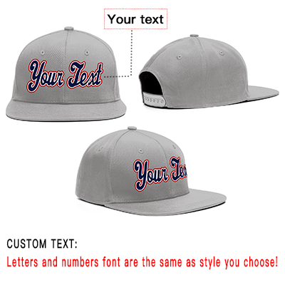 Custom Gray Navy-Red Casual Sport Baseball Cap