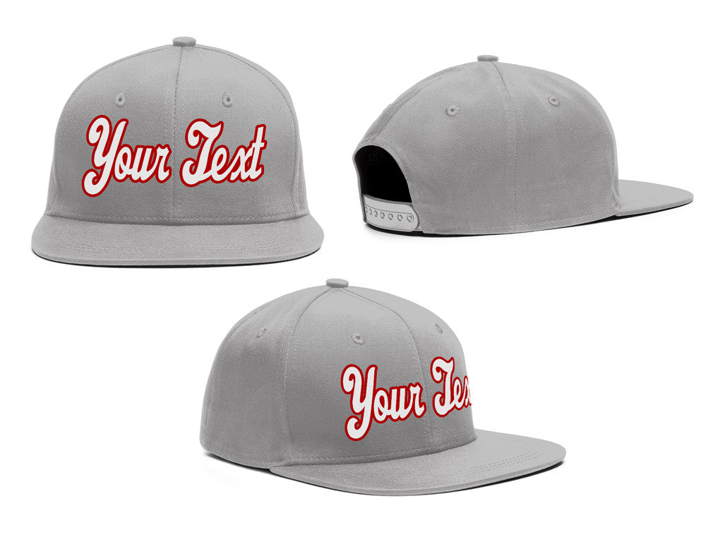 Custom Gray White-Red Casual Sport Baseball Cap