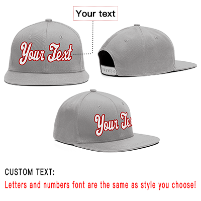 Custom Gray White-Red Casual Sport Baseball Cap