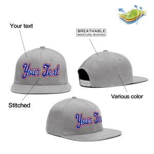 Custom Gray Royal-Red Casual Sport Baseball Cap