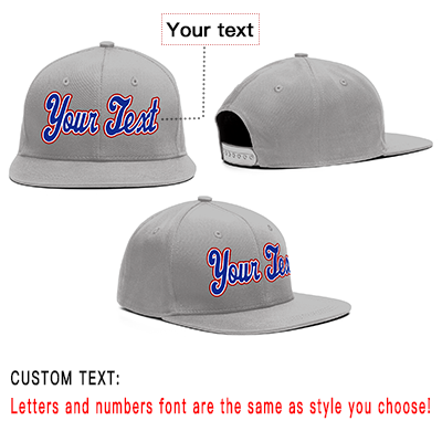 Custom Gray Royal-Red Casual Sport Baseball Cap