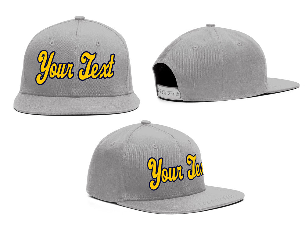 Custom Gray Yellow-Black Casual Sport Baseball Cap