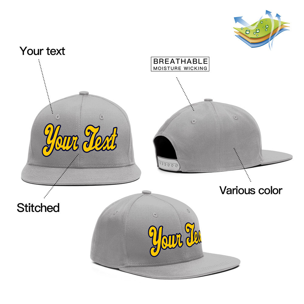 Custom Gray Yellow-Black Casual Sport Baseball Cap