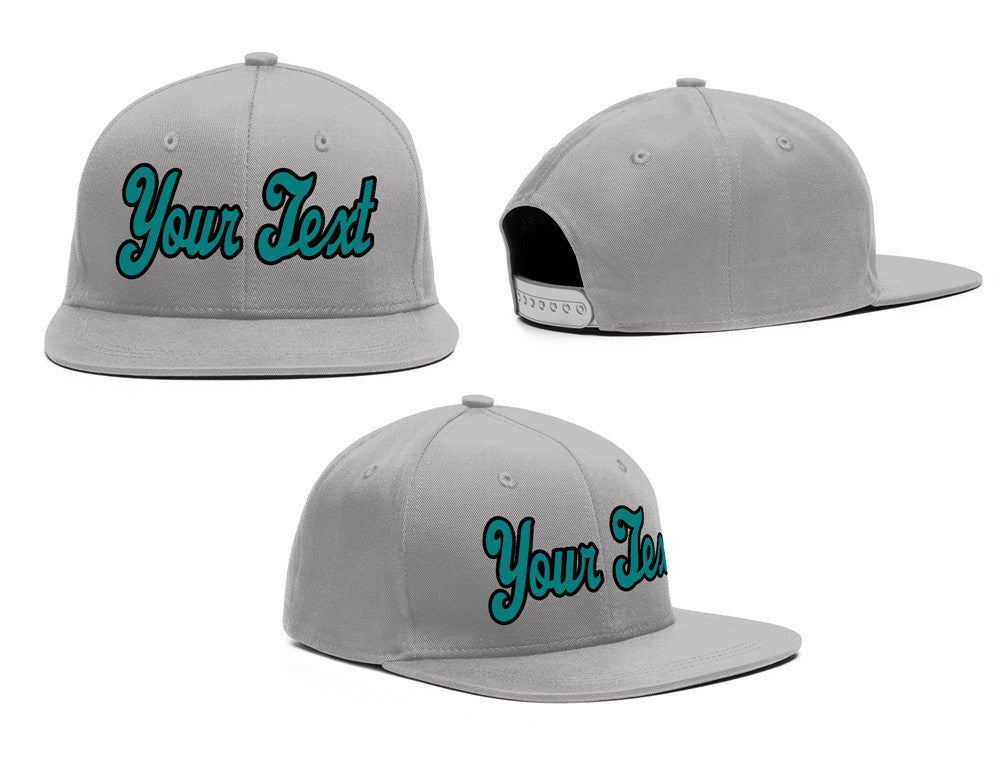 Custom Gray Green-Black Casual Sport Baseball Cap