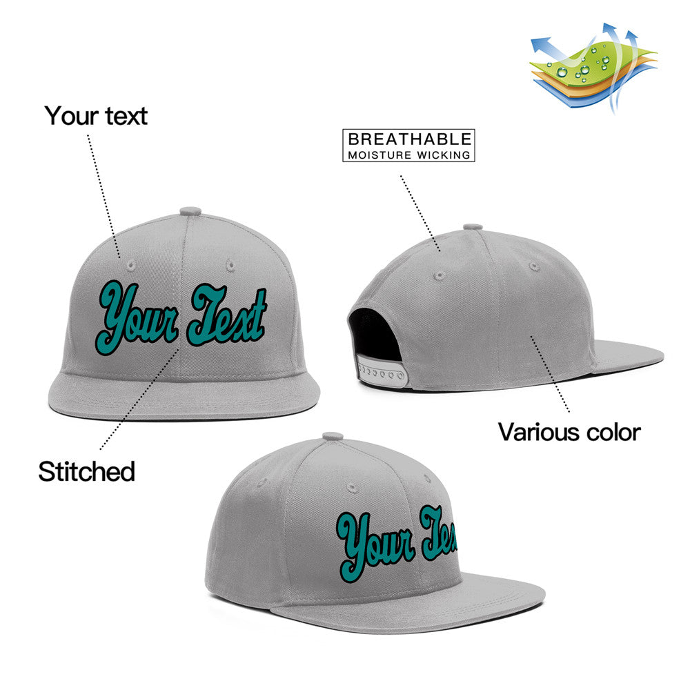 Custom Gray Green-Black Casual Sport Baseball Cap