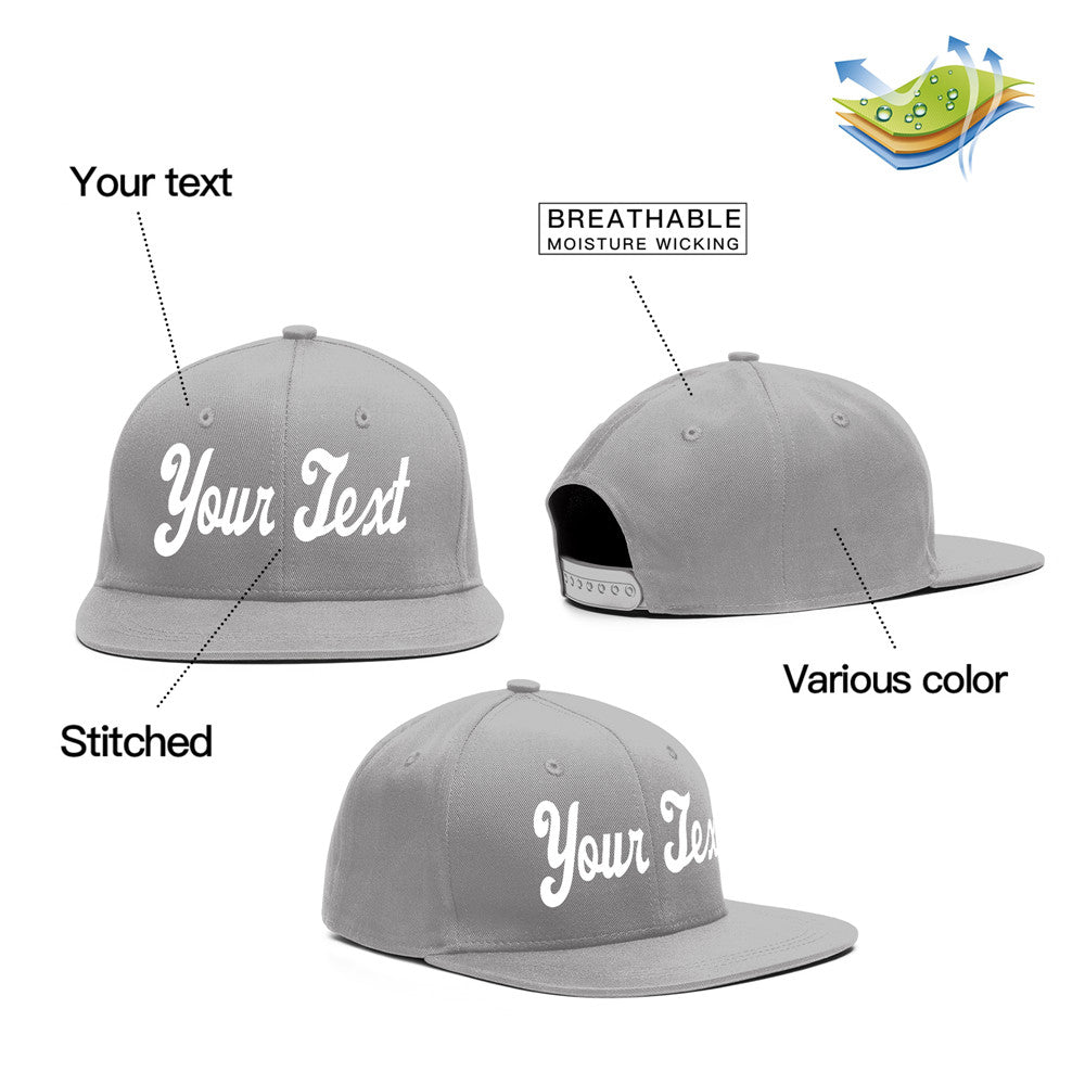 Custom Gray White Casual Sport Baseball Cap