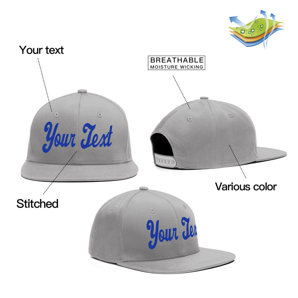 Custom Gray Royal Casual Sport Baseball Cap