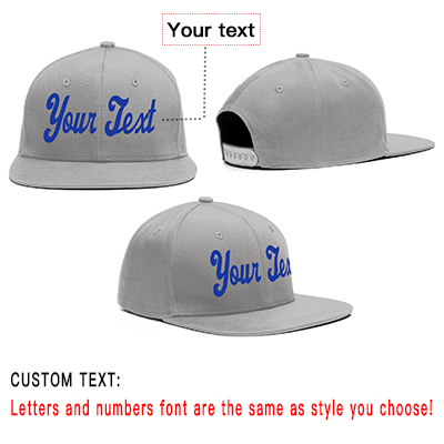 Custom Gray Royal Casual Sport Baseball Cap