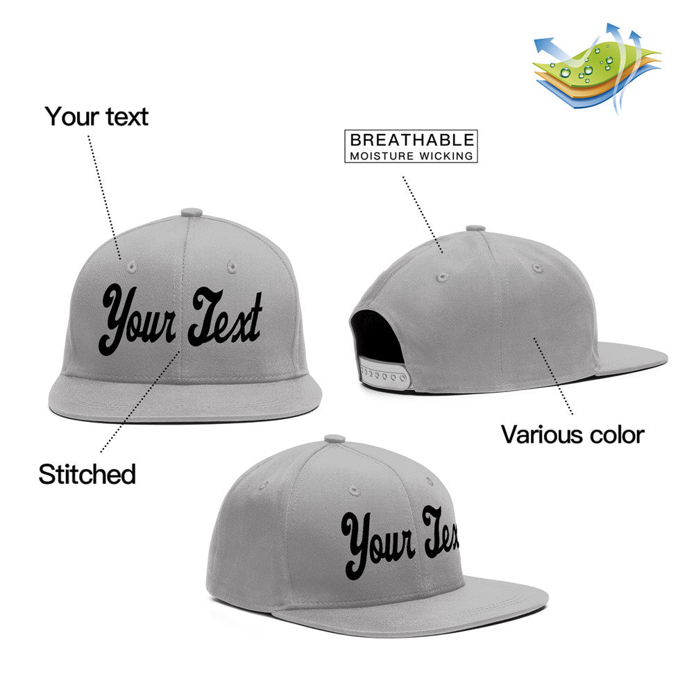 Custom Gray Black Casual Sport Baseball Cap