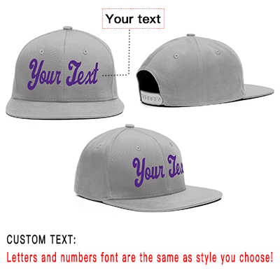 Custom Gray Purple Casual Sport Baseball Cap