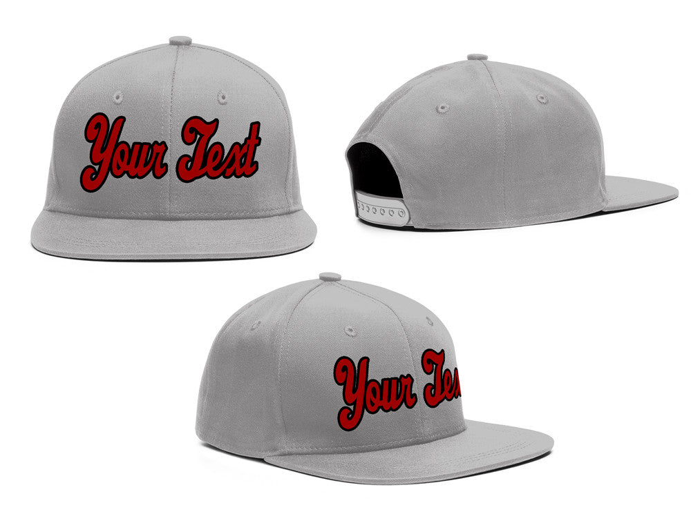 Custom Gray Red-Black Casual Sport Baseball Cap