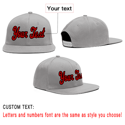 Custom Gray Red-Black Casual Sport Baseball Cap