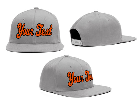 Custom Gray Black-Orange Casual Sport Baseball Cap
