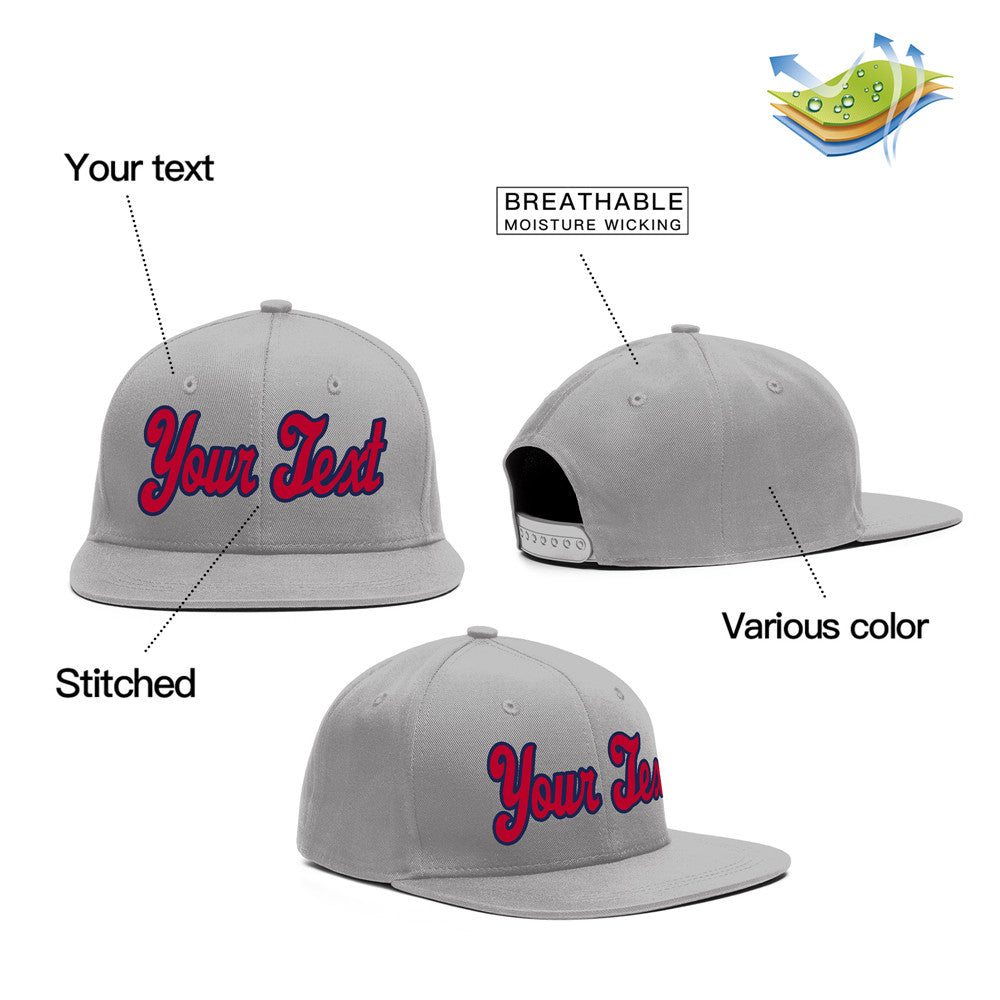 Custom Gray Pink-Navy Casual Sport Baseball Cap