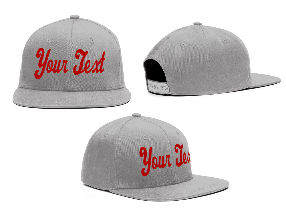 Custom Gray Red Casual Sport Baseball Cap