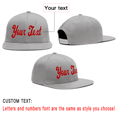 Custom Gray Red Casual Sport Baseball Cap