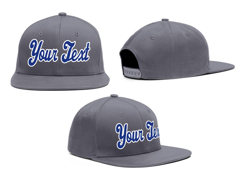 Custom Dark Gray White-Royal Casual Sport Baseball Cap