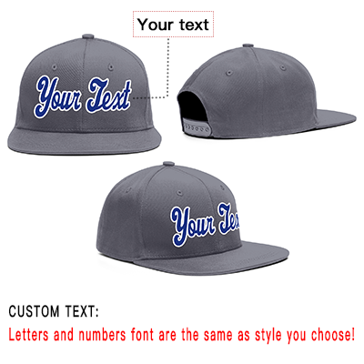 Custom Dark Gray White-Royal Casual Sport Baseball Cap