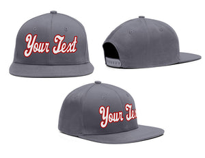 Custom Dark Gray White-Red Casual Sport Baseball Cap