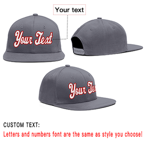 Custom Dark Gray White-Red Casual Sport Baseball Cap