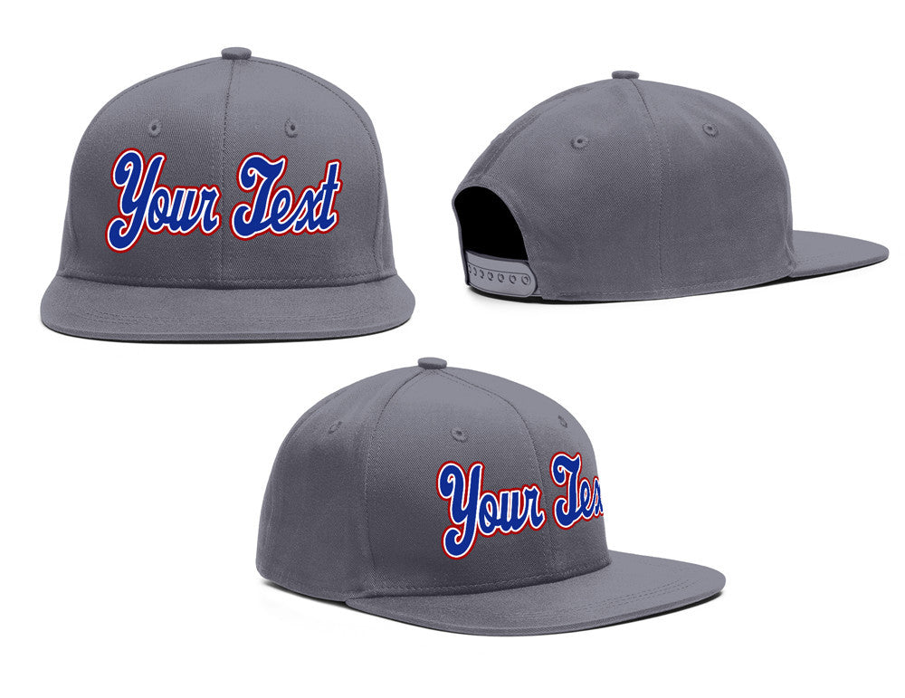 Custom Dark Gray Royal-Red Casual Sport Baseball Cap