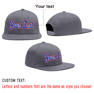 Custom Dark Gray Royal-Red Casual Sport Baseball Cap