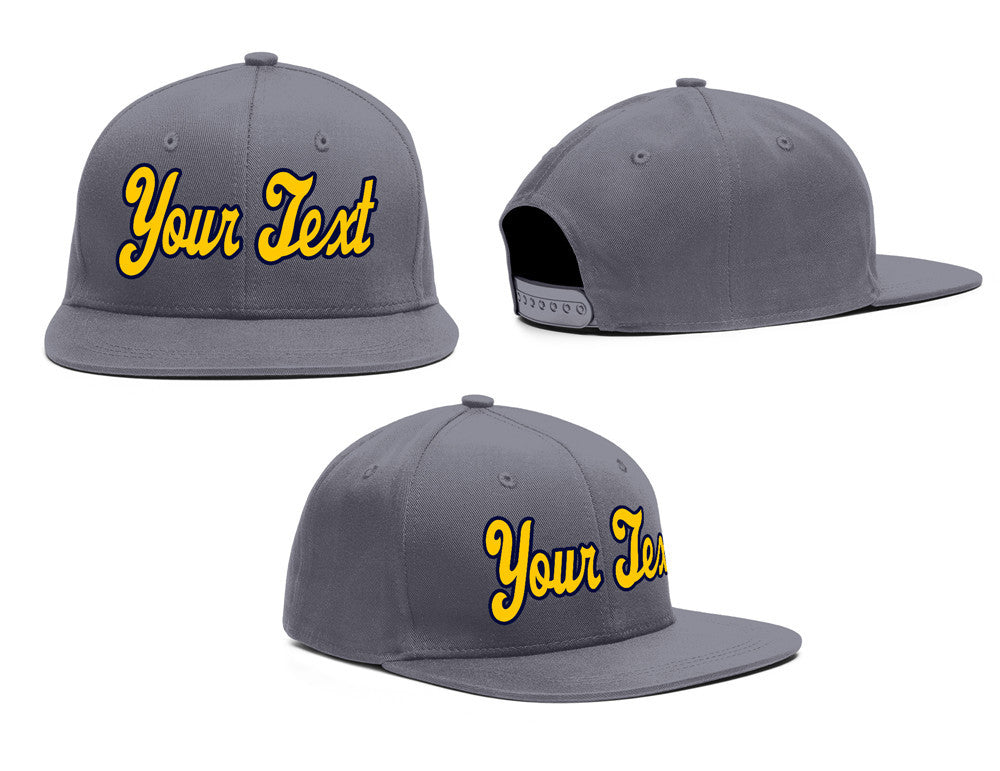 Custom Dark Gray Yellow Casual Sport Baseball Cap