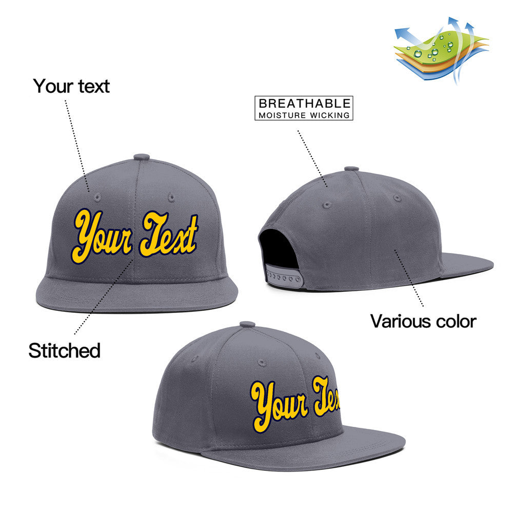 Custom Dark Gray Yellow Casual Sport Baseball Cap