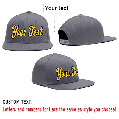 Custom Dark Gray Yellow Casual Sport Baseball Cap